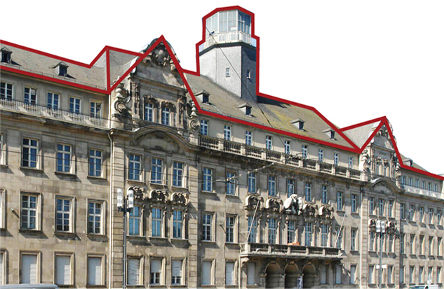 The historical former Police HQ building is the key point of identification 